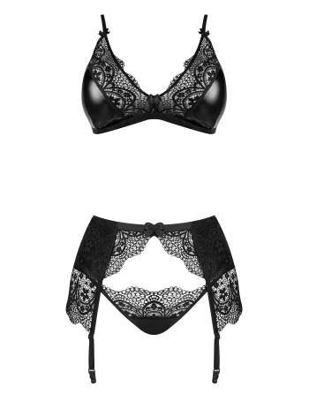 CONJUNTO DE 3 PEÇAS OBSIDIAN DESIRE SET BEAUTY NIGHT FASHION PRETO