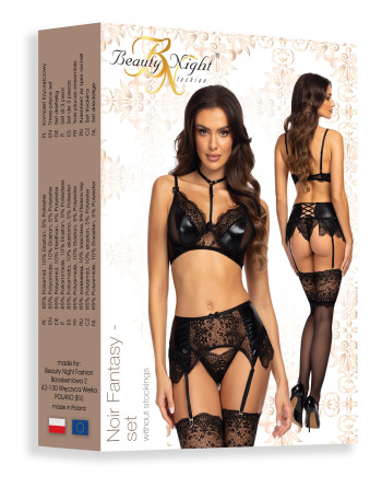 CONJUNTO DE 3 PEÇAS NOIR FANTASY SET BEAUTY NIGHT FASHION PRETO