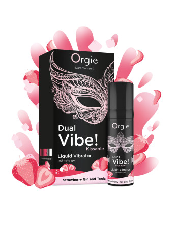 VIBRADOR LÍQUIDO CON SABOR A GIN TONIC CON FRESA DUAL VIBE 15ML ORGIE