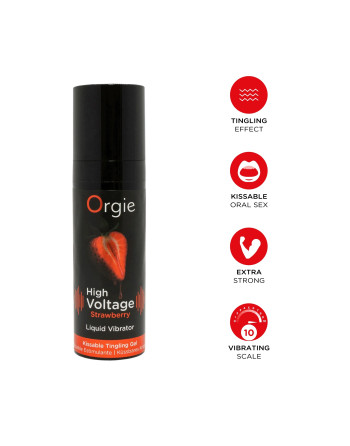 GEL VIBRANTE CON SABOR A FRESA HIGH VOLTAGE 15ML ORGIE