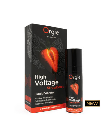 GEL VIBRANTE CON SABOR A FRESA HIGH VOLTAGE 15ML ORGIE