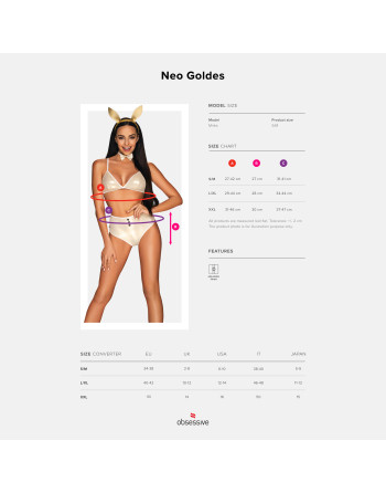 FANTASIA DE COELHINHA NEO GOLDES TAMANHO QUEEN OBSESSIVE AMARELA