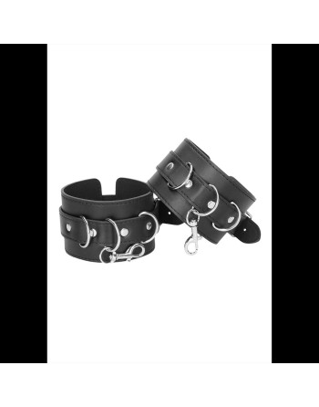 ALGEMAS PARA OS PULSOS E TORNOZELOS OUCH! LEATHER HAND AND LEG CUFFS PRETAS