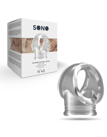 ANILLO PARA EL PENE CON CORREA PARA TESTÍCULOS SONO Nº48 TRANSPARENTE