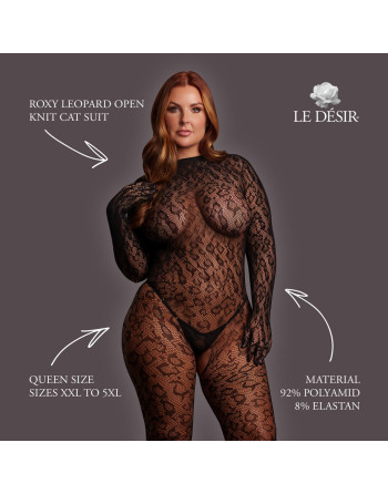 CATSUIT ROXY LEOPARD OPEN KNIT TAMANHO QUEEN LE DÉSIR 