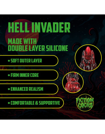 HELL INVADER - SILICONE DILDO - RED/BLACK
