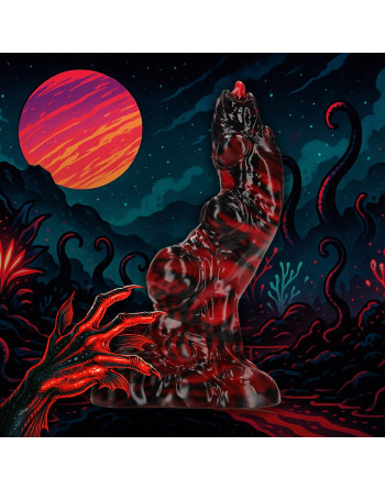 HELL INVADER - SILICONE DILDO - RED/BLACK