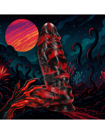 DEMON MASTER - SILICONE DILDO - RED/BLACK