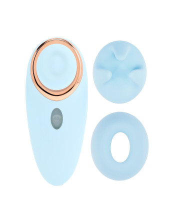 AURIE - AIRTAP VIBRATOR WITH TWO HEAD ATTACHMENTS - BLUE