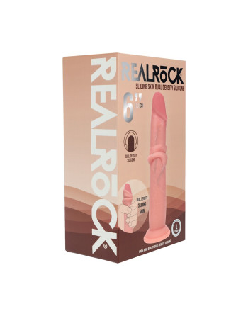 DUAL DENSITY SILICONE REALISTIC SLIDING SKIN DILDO - 6 / 15,5 CM - FLESH
