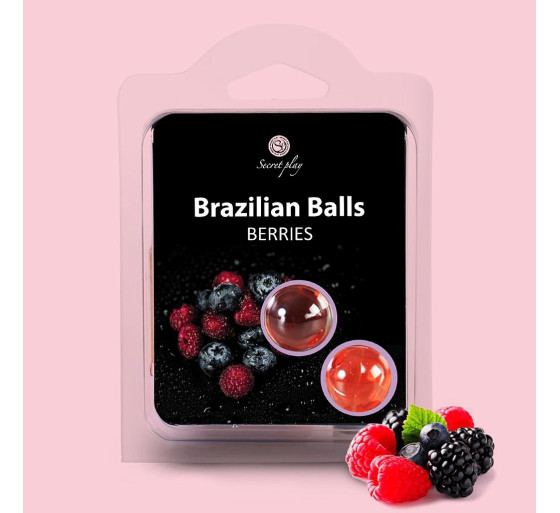 BOLAS LUBRIFICANTES BEIJÁVEIS BRAZILIAN BALLS SABOR A FRUTOS DO BOSQUE 2 X 4GR