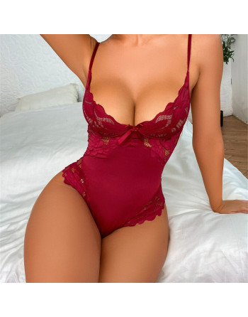 BODY DE RENDA TRANSPARENTE RED WINE DE NAMOUR