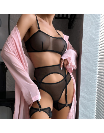 CONJUNTO DE 3 PEÇAS SHEER MILK SILK PRETO DE NAMOUR 