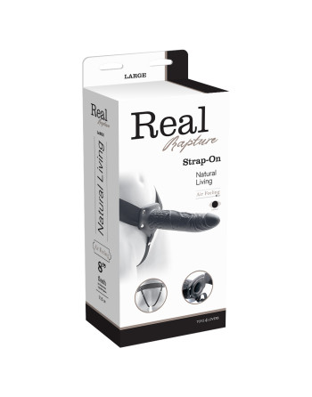STRAP-ON HUECO CON VIBRACIÓN REAL RAPTURE AIR FEELING 8" NEGRO