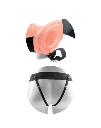 STRAP-ON HUECO CON VIBRACIÓN Y TESTICULOS REAL RAPTURE AIR FEELING 8" BLANCO