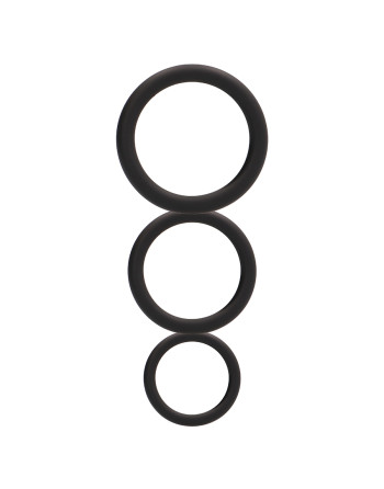 CONJUNTO DE ANILLOS PARA EL PENE ROUND COCK RINGS SET NEGROS