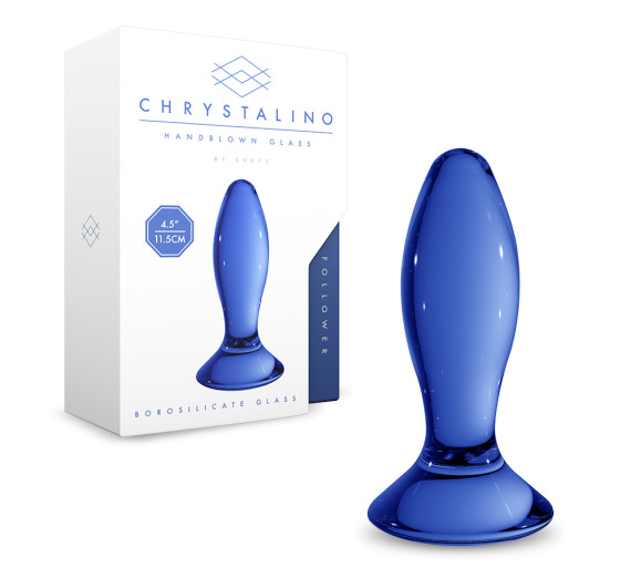PLUG EM VIDRO FOLLOWER CHRYSTALINO AZUL