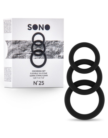 CONJUNTO DE ANILLOS PARA EL PENE SONO Nº25 COCKRING SET NEGRO