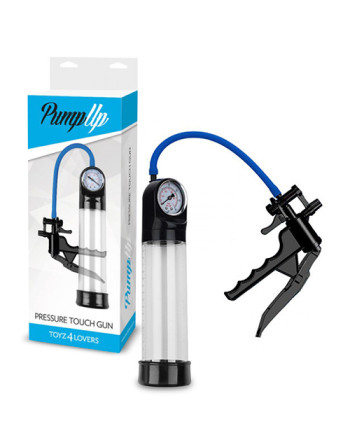 BOMBA PARA EL PENE CON MEDIDOR PRESSURE TOUCH GUN TRANSPARENTE