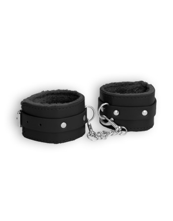 ESPOSAS OUCH! PLUSH LEATHER WRIST CUFFS NEGRAS