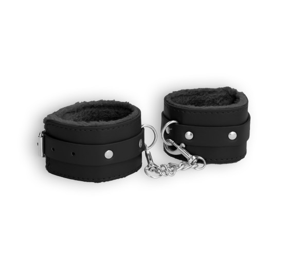 ESPOSAS OUCH! PLUSH LEATHER WRIST CUFFS NEGRAS