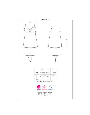 CAMISA DE NOITE E TANGA REDELLA OBSESSIVE PRETA