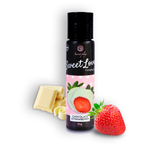 GEL LUBRIFICANTE COM SABOR A MORANGO E CHOCOLATE BRANCO SWEET LOVE SECRET PLAY 60ML