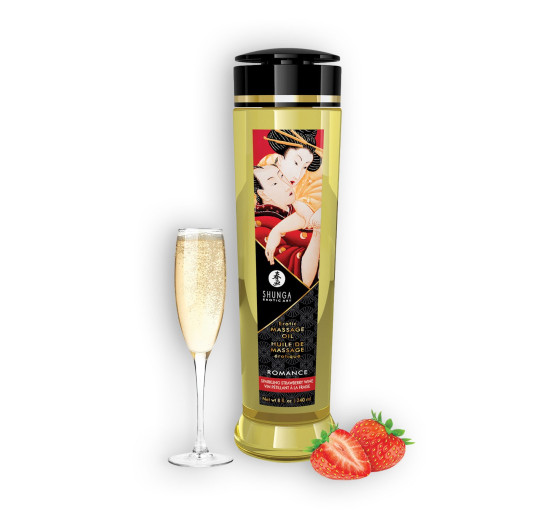 ACEITE DE MASAJE SHUNGA ROMANCE FRESA CHAMPÁN 240ML