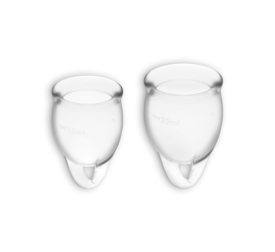CONJUNTO DE 2 COPAS MENSTRUALES FEEL CONFIDENT SATISFYER TRANSPARENTE