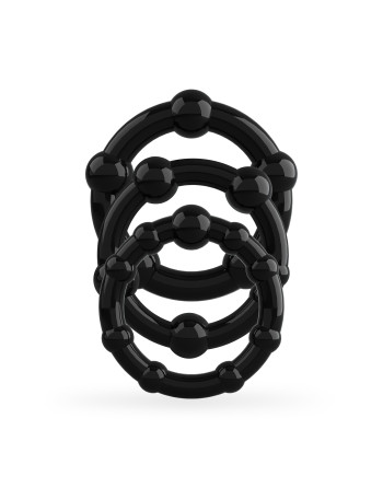 CONJUNTO DE ANILLOS DE PENE TRIPLE BEAD NEGROS CRUSHIOUS