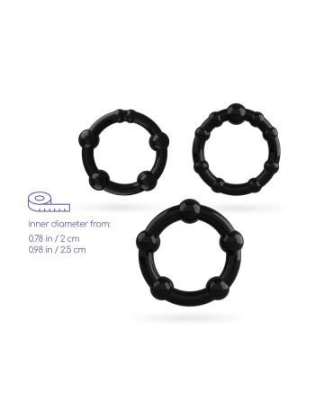 CONJUNTO DE ANILLOS DE PENE TRIPLE BEAD NEGROS CRUSHIOUS