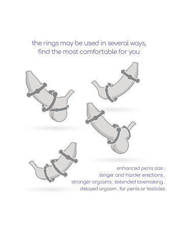 CONJUNTO DE ANILLOS DE PENE TRIPLE BEAD NEGROS CRUSHIOUS