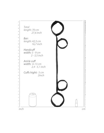 BARRA AFASTADORA COM ALGEMAS OUCH! SPREADER BAR WITH CUFFS PRETA