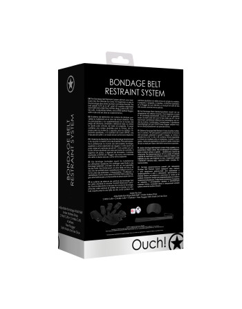 KIT DE RESTRIÇÃO BONDAGE BELT RESTRAINT SYSTEM OUCH! PRETO
