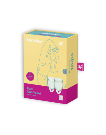 CONJUNTO DE 2 COPOS MENSTRUAIS FEEL CONFIDENT SATISFYER VERDE CLARO