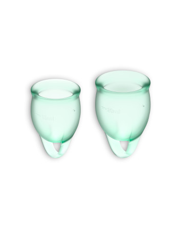 CONJUNTO DE 2 COPOS MENSTRUAIS FEEL CONFIDENT SATISFYER VERDE CLARO