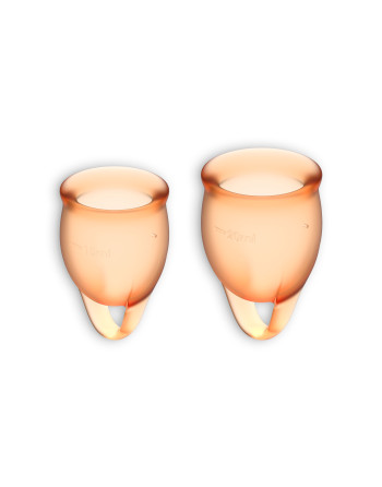 CONJUNTO DE 2 COPAS MENSTRUALES FEEL CONFIDENT SATISFYER NARANJA