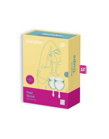 CONJUNTO DE 2 COPOS MENSTRUAIS FEEL GOOD SATISFYER VERDE ESCURO