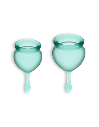 CONJUNTO DE 2 COPOS MENSTRUAIS FEEL GOOD SATISFYER VERDE ESCURO