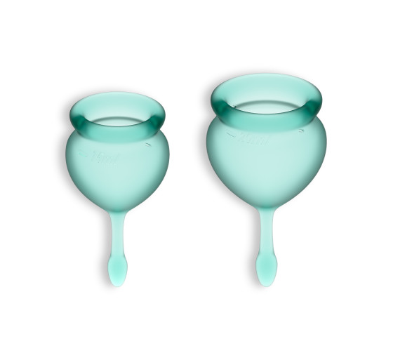 CONJUNTO DE 2 COPOS MENSTRUAIS FEEL GOOD SATISFYER VERDE ESCURO