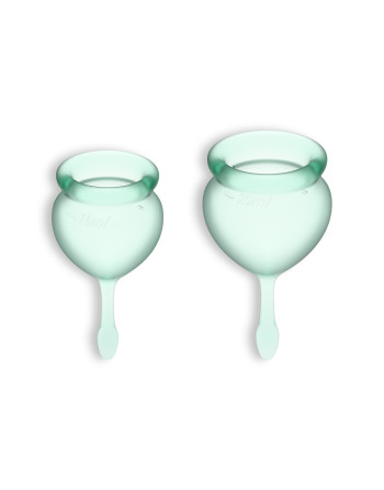 CONJUNTO DE 2 COPOS MENSTRUAIS FEEL GOOD SATISFYER VERDE CLARO