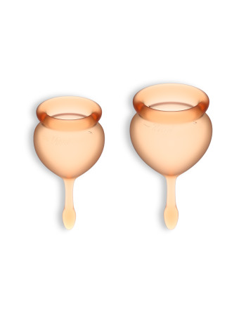 CONJUNTO DE 2 COPOS MENSTRUAIS FEEL GOOD SATISFYER LARANJA