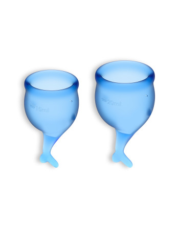 CONJUNTO DE 2 COPAS MENSTRUALES FEEL SECURE SATISFYER AZUL OSCURO
