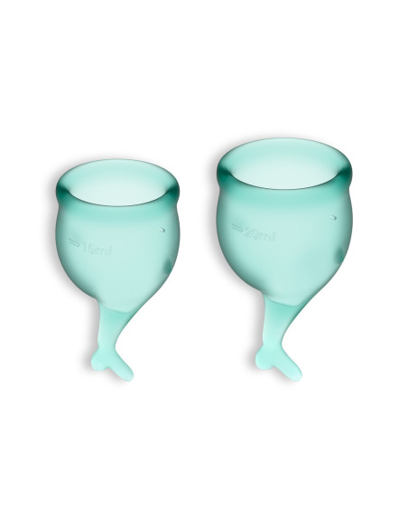 CONJUNTO DE 2 COPAS MENSTRUALES FEEL SECURE SATISFYER VERDE OSCURO