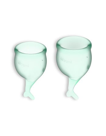 CONJUNTO DE 2 COPOS MENSTRUAIS FEEL SECURE SATISFYER VERDE CLARO
