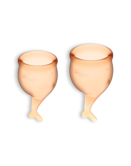 CONJUNTO DE 2 COPAS MENSTRUALES FEEL SECURE SATISFYER NARANJA
