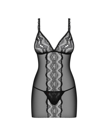 CAMISA DE NOITE E TANGA LUCITA OBSESSIVE PRETA