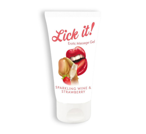 LUBRIFICANTE BEIJÁVEL LICK-IT MORANGO E CHAMPANHE 50ML