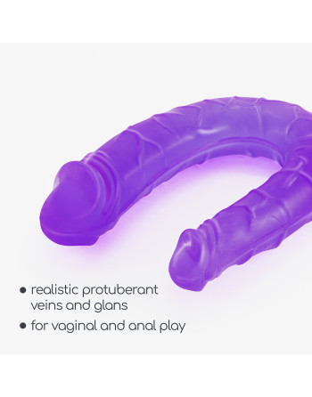 DEEP DIVER DILDO DUPLO COM LUBRIFICANTE ANAL 50ML CRUSHIOUS ROXO