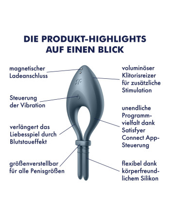 ANILLO VIBRATÓRIO BULLSEYE CON APP SATISFYER AZUL OSCURO